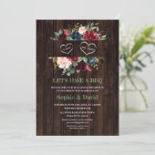 Burgundy Blue Pink Floral Lijst Barn I DO BBQ Kaart (Staand voorkant)