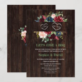 Burgundy Blue Pink Floral Lijst Barn I DO BBQ Kaart (Voorkant / Achterkant)