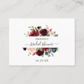 Burgundy Blue Pink Floral raad eens hoeveel gameka Visitekaartje (Achterkant)