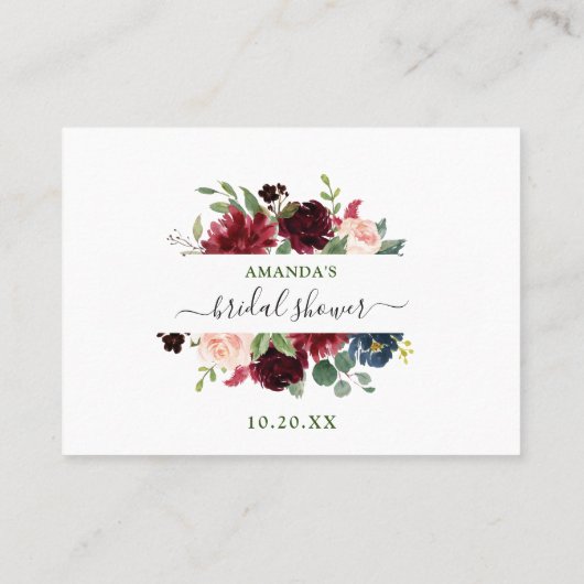 Burgundy Blue Pink Floral raad eens hoeveel gameka Visitekaartje (Achterkant)