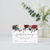 Burgundy Blue Pink Floral raad eens hoeveel gameka Visitekaartje (Staand voorkant)