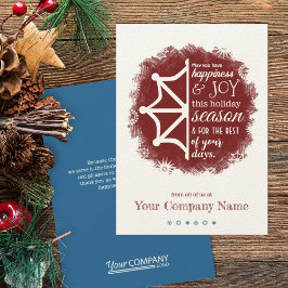 Burgundy & Blue Snowflake Business Holiday Card Kaart