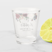 Burgundy Blue Waterverf Floral Bachelorette Party Shot Glas (Achterkant)