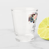 Burgundy Blue Waterverf Floral Bachelorette Party Shot Glas (Links)