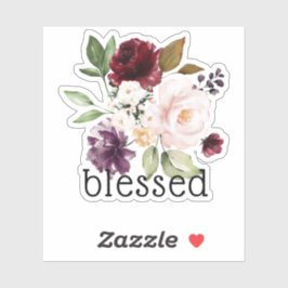 Burgundy Blush Aubergine Bloemige Gezegend Sticker