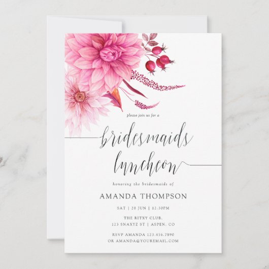 Burgundy & Blush Autumn Herfst Bridesmaids Luncheo Kaart (Voorkant)