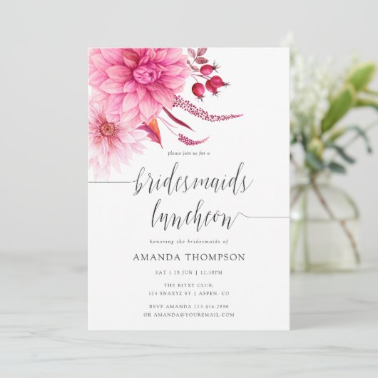 Burgundy & Blush Autumn Herfst Bridesmaids Luncheo Kaart (Staand voorkant)