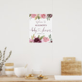 Burgundy blush baby shower welkomstteken poster (Keuken)