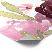 Burgundy blush baby shower welkomstteken poster (Hoek)