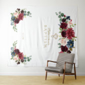 Burgundy Blush Baptisme Photo Booth Backdrop Wandkleed (In Situ (horizontaal))