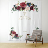 Burgundy Blush Baptisme Photo Booth Backdrop Wandkleed (In situ)