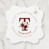 Burgundy Blush Bloem Cirkelvormig Adreslabel Bedankjes Labels (Achterkant)