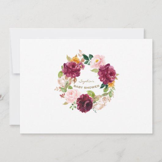 Burgundy Blush Bloem Spaanse Gracias Baby Shower Bedankkaart (Achterkant)