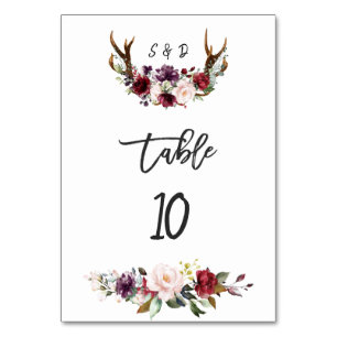 Burgundy Blush Bloem Takken Herten Huwelijk Tafel Kaart