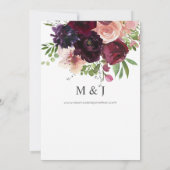 Burgundy & Blush Bloemen Bruiloft 2 Kaart (Achterkant)