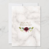 Burgundy Blush Bloemen Goud Marmer 40e Verjaardag  Kaart (Achterkant)