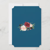 Burgundy Blush Bloemen Gouden Kruis Blauwe Doop Kaart (Achterkant)