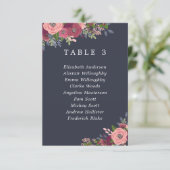 Burgundy & Blush Bloemen Tafel Plan Kaart (Staand voorkant)