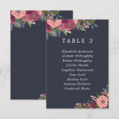 Burgundy & Blush Bloemen Tafel Plan Kaart (Voorkant / Achterkant)