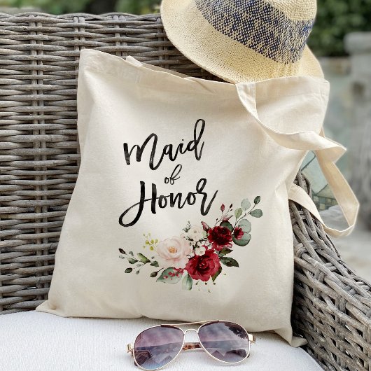 Burgundy Blush bloemendame van eer bruiloft Tote Bag