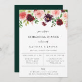 Burgundy Blush Bloemenoefening Diner Uitnodiging (Voorkant / Achterkant)