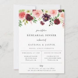 Burgundy Blush Bloemenoefening Diner Uitnodiging