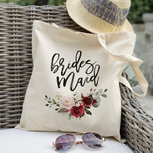 Burgundy Blush bloemige bruidsmeisjes cadeaus Tote Bag