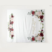 Burgundy Blush Bloemige Bruiloftsshower Foto Prop Wandkleed (Voorkant (horizontaal))