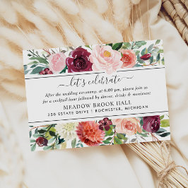 Burgundy Blush Bloemige Ontvangst Details Informatiekaartje