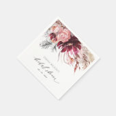 Burgundy Blush Bloemige Pampas Gras Bruiloft Servet (Hoek)