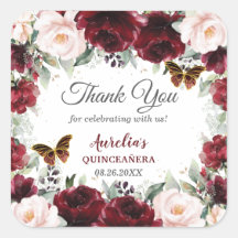 Burgundy Blush Bloemige Quinceañera Vlinders