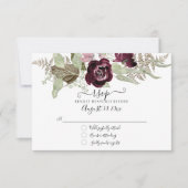 Burgundy Blush Bloemrijke Elegante Sage Trouw RSVP (Voorkant)