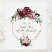 Burgundy Blush Bloemrijke Gouden Mis Quince Quince Wijn Etiket (Enkel label)