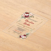 Burgundy Blush Bloemrijke Herfst Spaanse Nuestra B Acryl Uitnodigingen (Laagn)