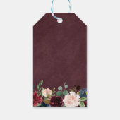 Burgundy Blush Bloemrijke Kant Rustieke Bruiloft F Cadeaulabel (Achterkant)