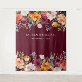 Burgundy Blush Bloemstuk Achtergrond | Fotocabine Wandkleed (Voorkant)