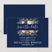 Burgundy Blush Bloemstuk Donkere Blauwe Save The D Date (Voorkant / Achterkant)