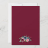 Burgundy Blush Blue Elegant Floral Vrijgezellenfee Kaart (Achterkant)