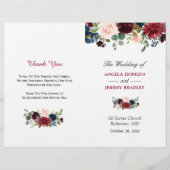 Burgundy Blush Blue Floral vouded Wedding Programm (Voorkant)