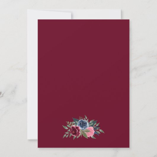 Burgundy Blush Blue Gold Floral Vrijgezellenfeest Kaart (Achterkant)
