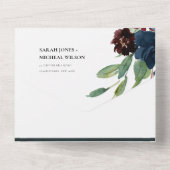 BURGUNDY BLUSH BLUE GREEN WATERVERF FLORAL ALL IN ALL IN ONE UITNODIGING (Achterkant)