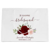 Burgundy Blush Boho Roses Wedding Bridesmaid Groot Cadeauzakje (Voorkant)