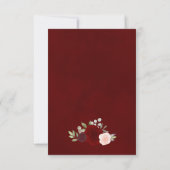 Burgundy Blush Boho Rozen Huwelijk QR Code RSVP Kaart (Achterkant)