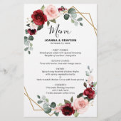 Burgundy Blush Botanical Geometric WeddenMenu (Voorkant)