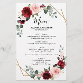 Burgundy Blush Botanical Geometric WeddenMenu