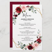 Burgundy Blush Botanical Geometric WeddenMenu (Voorkant / Achterkant)