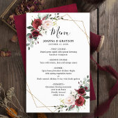 Burgundy Blush Botanical Geometric WeddenMenu