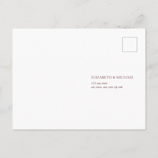 Burgundy Blush Botanical Lace Wood Weddenschap RSV Uitnodiging Briefkaart (Achterkant)