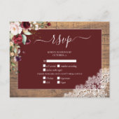 Burgundy Blush Botanical Lace Wood Weddenschap RSV Uitnodiging Briefkaart (Voorkant)
