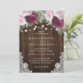 Burgundy Blush Botanical Wedding Invitations Kaart (Staand voorkant)
